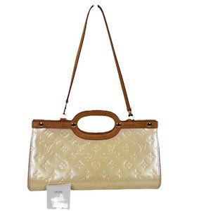 Louis Vuitton Cream Patent Monogram Shoulder Bag with Brown Trim